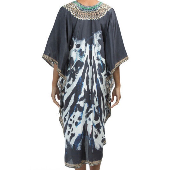 TRUE COLOURS La Moda  Embellished Coverup Hi Low Dress Tunic O/S~NWT - Picture 2 of 2